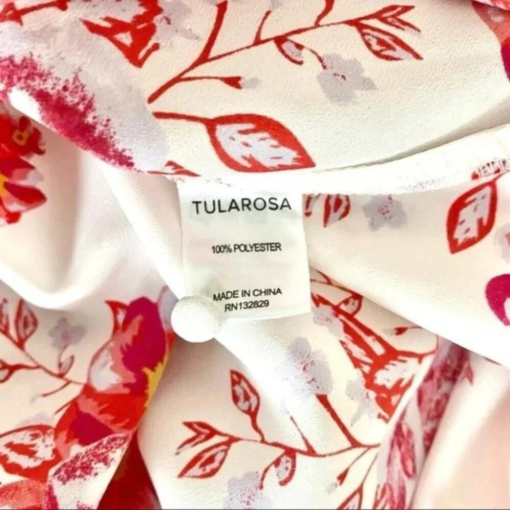 TULAROSA Red Floral Maxi Dress Ruffle Straps Size S - Picture 10 of 14
